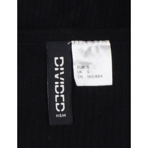 Divided H&M Women’s Black S Rib Knit V-Neck Wrap Jumper Tie Belt