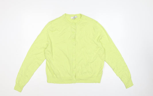 M&S Women Yellow Size 16 Lightweight Button Front Knit Cardigan