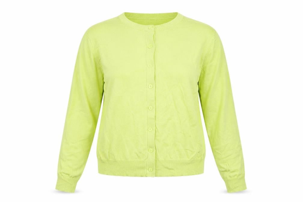 Front view of Marks & Spencer Women Yellow, size 16, Lightweight Button Front Knit Cardigan