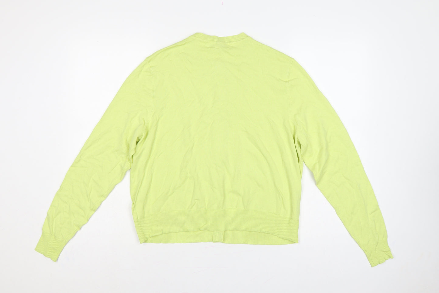 M&S Women Yellow Size 16 Lightweight Button Front Knit Cardigan