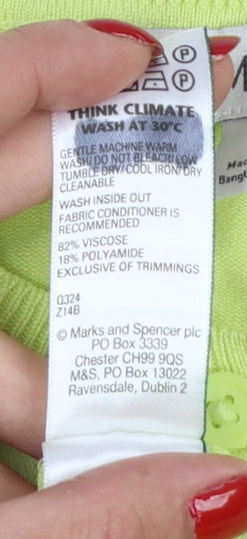 M&S Women Yellow Size 16 Lightweight Button Front Knit Cardigan