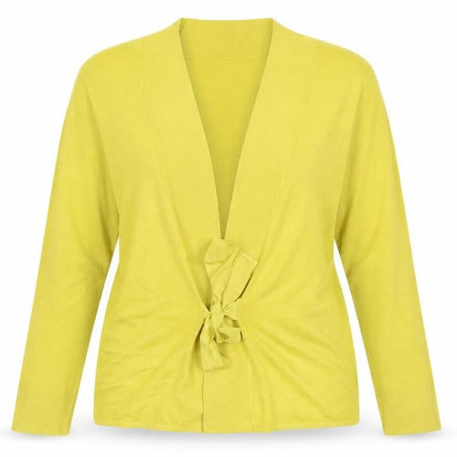 Wallis Women Yellow UK 16 Tie Belt Open Knit Wrap Cardigan Long Sleeve