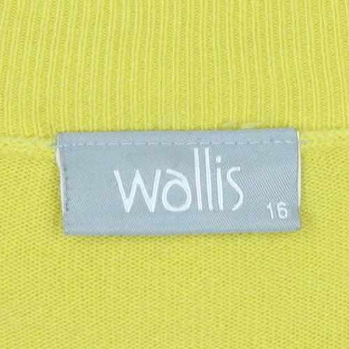 Wallis Women Yellow UK 16 Tie Belt Open Knit Wrap Cardigan Long Sleeve