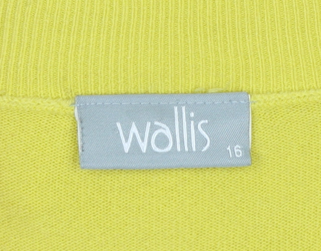 Wallis Women Yellow UK 16 Tie Belt Open Knit Wrap Cardigan Long Sleeve