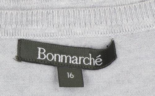 Bonmarché Women Grey Size 16 Sequin Polka Dot Knit Jumper