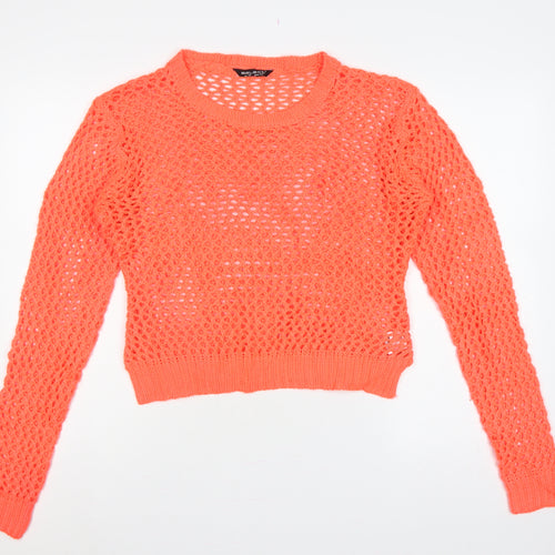 Select Women’s Orange UK 14 Open-Knit Long Sleeve Pullover Jumper