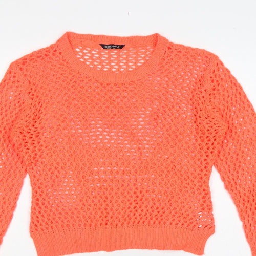 Select Women’s Orange UK 14 Open-Knit Long Sleeve Pullover Jumper