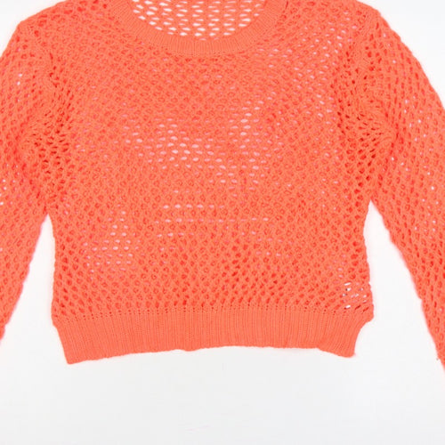 Select Women’s Orange UK 14 Open-Knit Long Sleeve Pullover Jumper