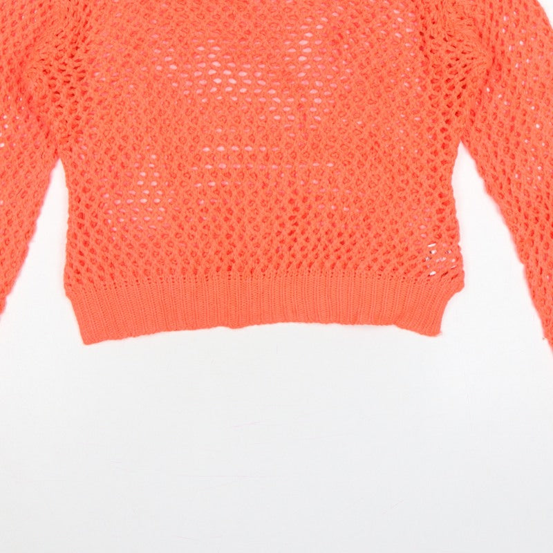 Select Women’s Orange UK 14 Open-Knit Long Sleeve Pullover Jumper