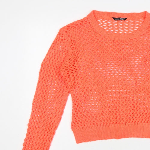 Select Women’s Orange UK 14 Open-Knit Long Sleeve Pullover Jumper