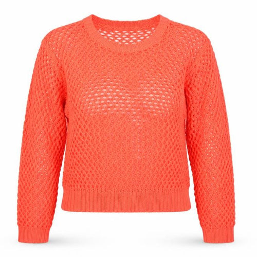 Select Women’s Orange UK 14 Open-Knit Long Sleeve Pullover Jumper