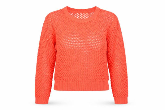 Select Women’s Orange UK 14 Open-Knit Long Sleeve Pullover Jumper