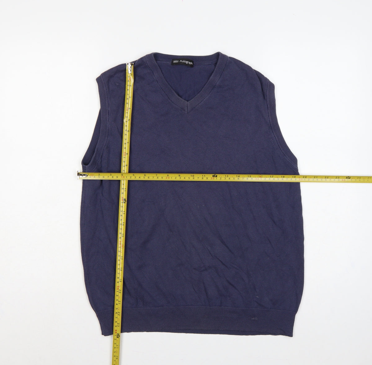 Marks and Spencer Autograph Men Blue M V-Neck Knit Jumper Vest