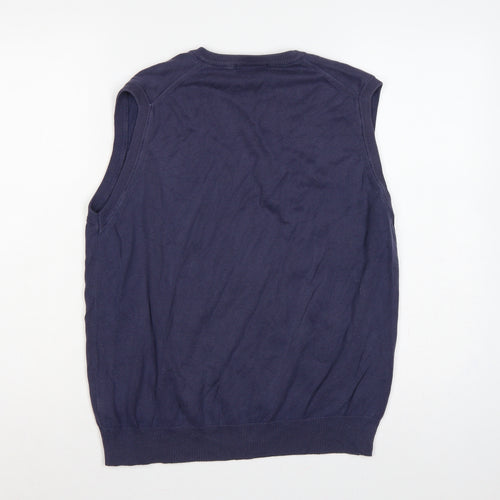 Marks and Spencer Autograph Men Blue M V-Neck Knit Jumper Vest