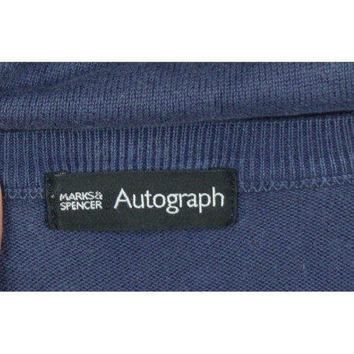 Marks and Spencer Autograph Men Blue M V-Neck Knit Jumper Vest