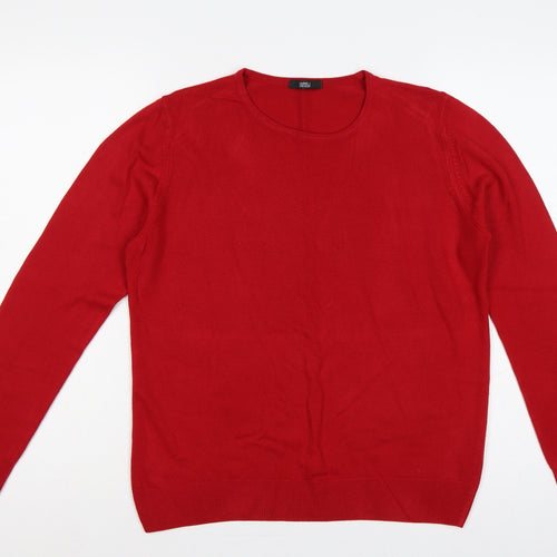 Marks and Spencer Women Red Size 14 Scoop Neck Knit Pullover Jumper
