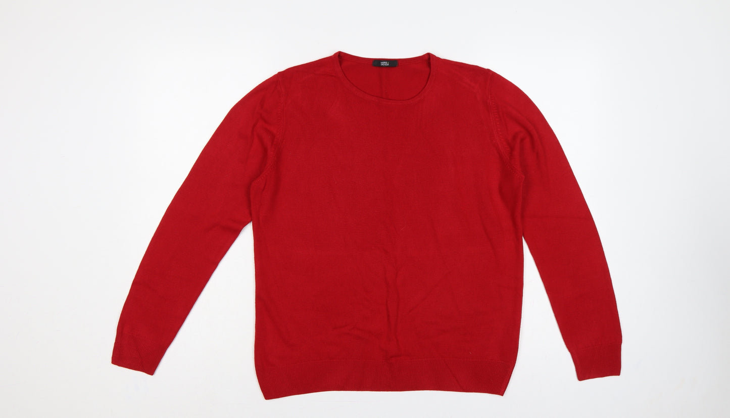 Marks and Spencer Women Red Size 14 Scoop Neck Knit Pullover Jumper