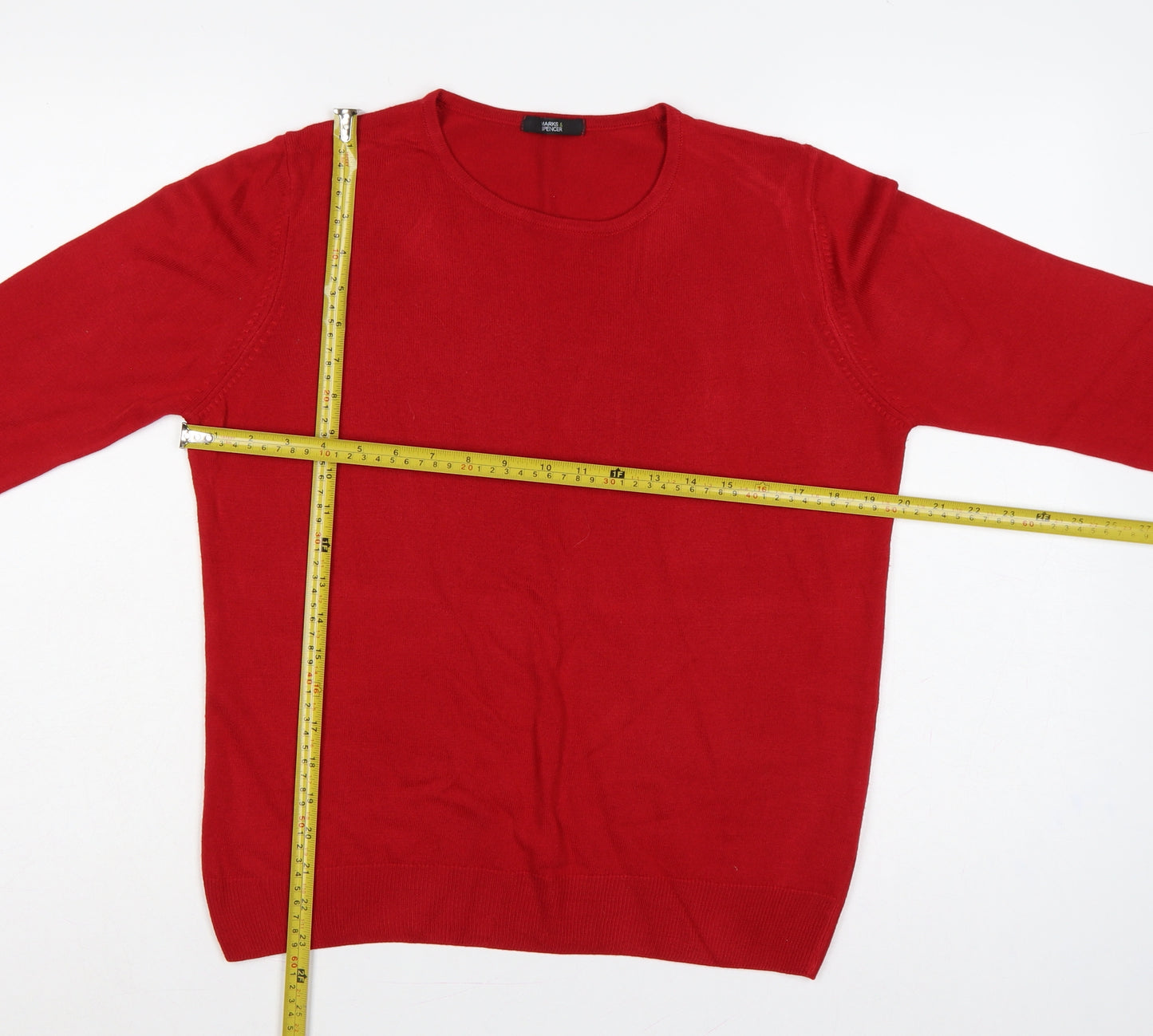 Marks and Spencer Women Red Size 14 Scoop Neck Knit Pullover Jumper