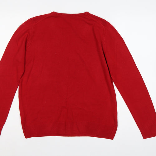 Marks and Spencer Women Red Size 14 Scoop Neck Knit Pullover Jumper