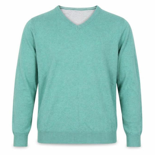 Tom Tailor Men’s Green M V-Neck Cotton Knit Pullover Jumper