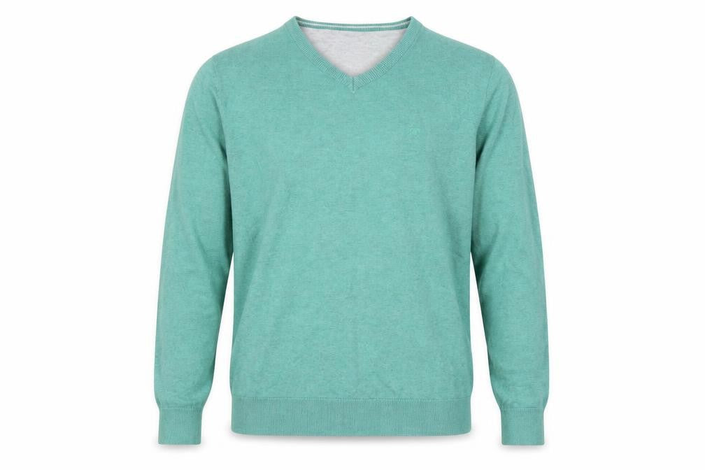 Tom Tailor Men’s Green M V-Neck Cotton Knit Pullover Jumper