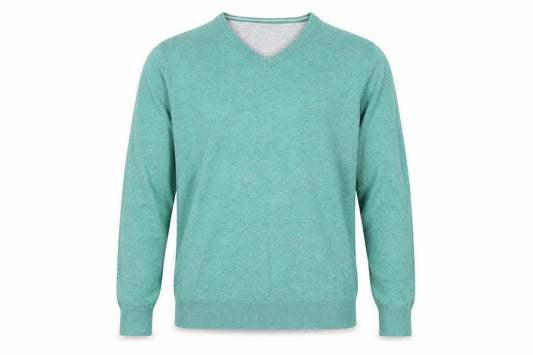 Tom Tailor Men’s Green M V-Neck Cotton Knit Pullover Jumper