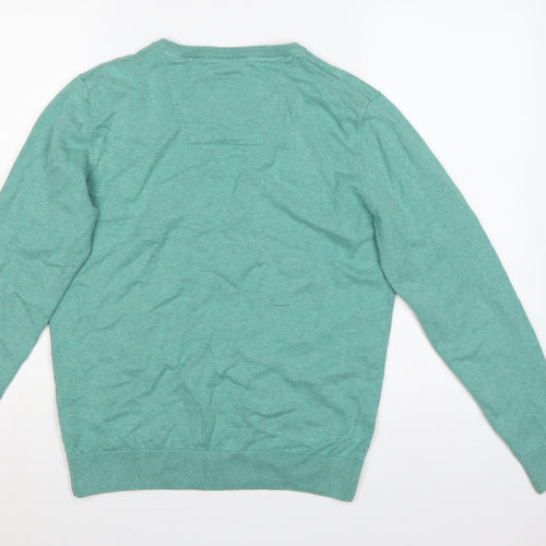Tom Tailor Men’s Green M V-Neck Cotton Knit Pullover Jumper
