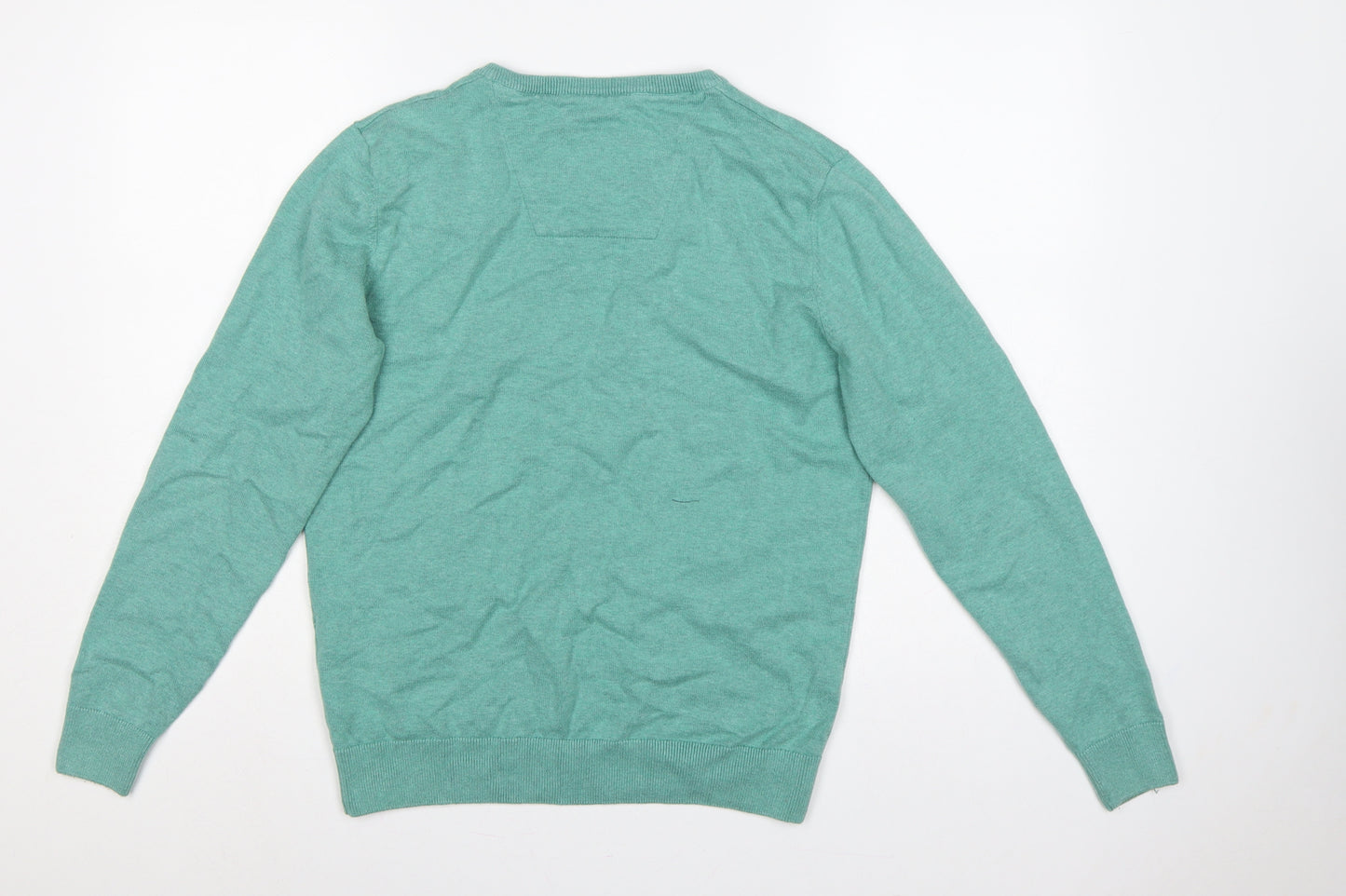 Tom Tailor Men’s Green M V-Neck Cotton Knit Pullover Jumper
