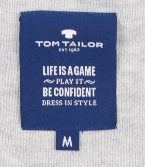 Tom Tailor Men’s Green M V-Neck Cotton Knit Pullover Jumper