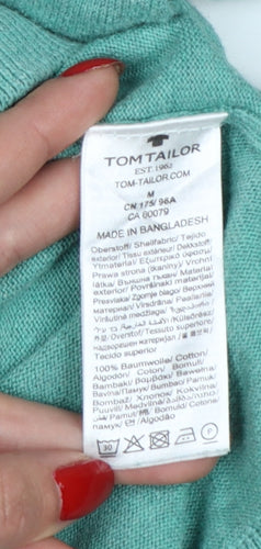 Tom Tailor Men’s Green M V-Neck Cotton Knit Pullover Jumper