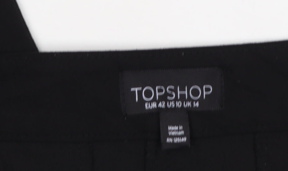 Topshop Women’s Black UK 14 High Rise Tailored Tapered Trousers