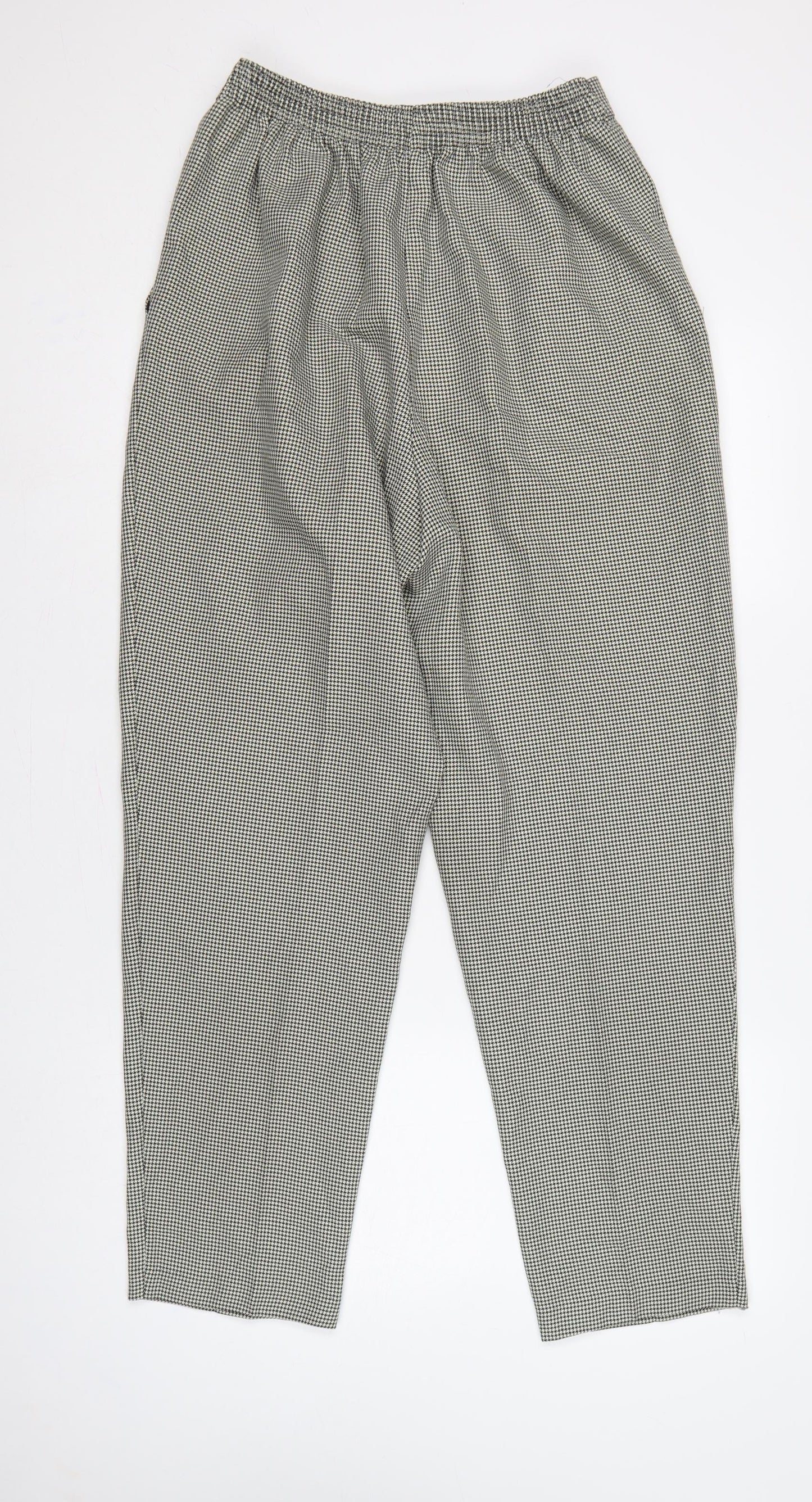 St Michael Women Black Check High Waist Tapered Dress Trousers UK 16