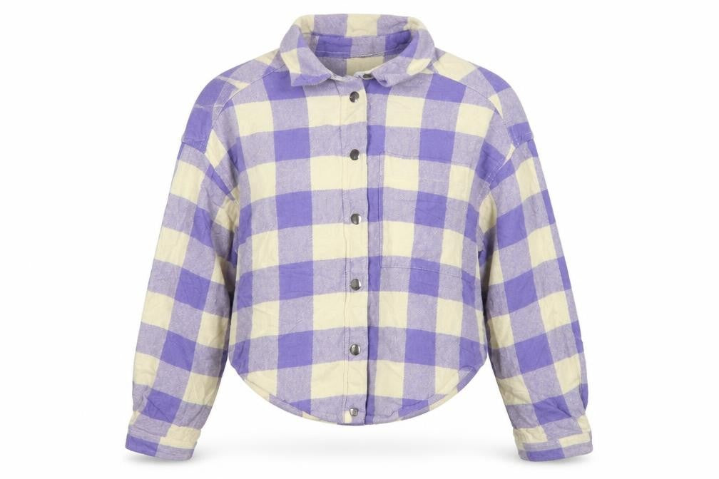ASOS Design Women Purple Check Cotton Button-Up Shirt UK 8