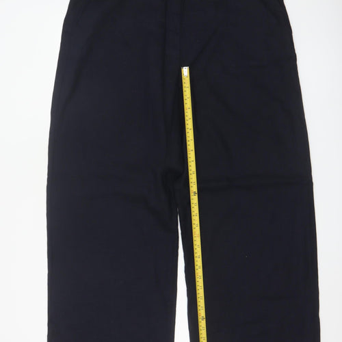 M&S Collection Women’s Blue Wide Leg High Rise Linen Trousers UK 18
