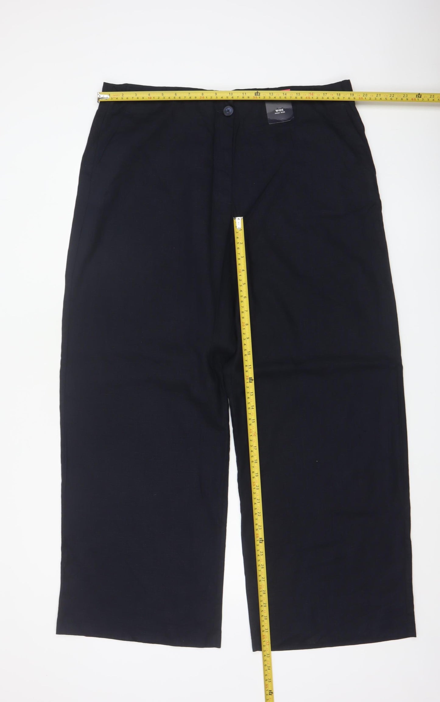 M&S Collection Women’s Blue Wide Leg High Rise Linen Trousers UK 18