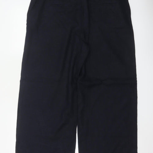 M&S Collection Women’s Blue Wide Leg High Rise Linen Trousers UK 18