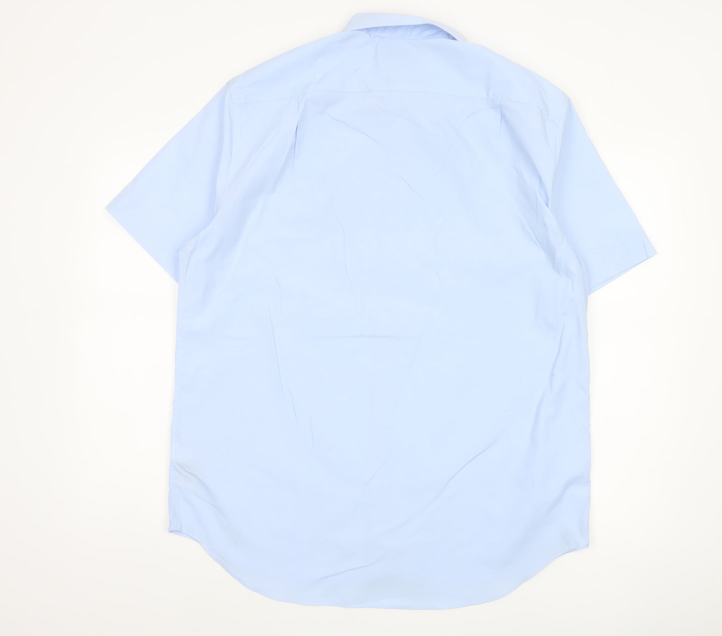 Marks and Spencer Men Blue 16.5 Regular Fit Short Sleeve Button-Up Shirt
