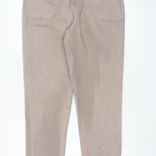 M&S Women’s Beige Size 12 Long Tapered Jogger Trousers Pockets