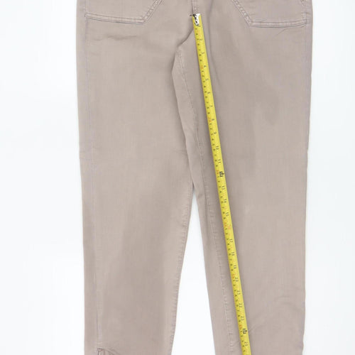 M&S Women’s Beige Size 12 Long Tapered Jogger Trousers Pockets