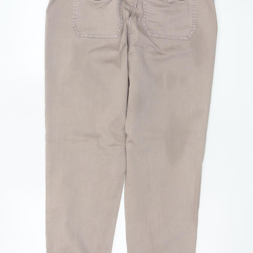 M&S Women’s Beige Size 12 Long Tapered Jogger Trousers Pockets