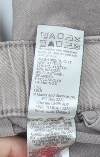 M&S Women’s Beige Size 12 Long Tapered Jogger Trousers Pockets