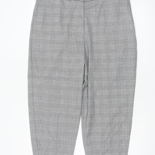 M&S Women Grey Check Tapered Tailored Trousers UK 16 Regular