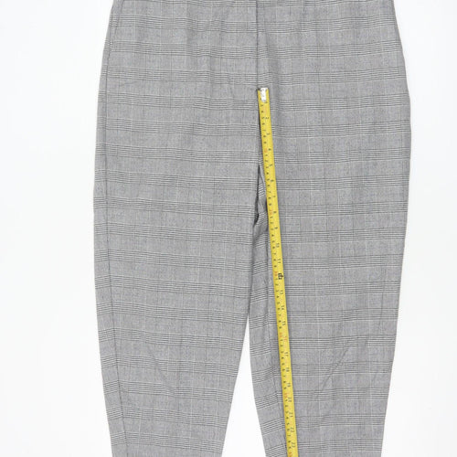 M&S Women Grey Check Tapered Tailored Trousers UK 16 Regular