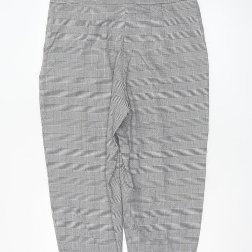 M&S Women Grey Check Tapered Tailored Trousers UK 16 Regular