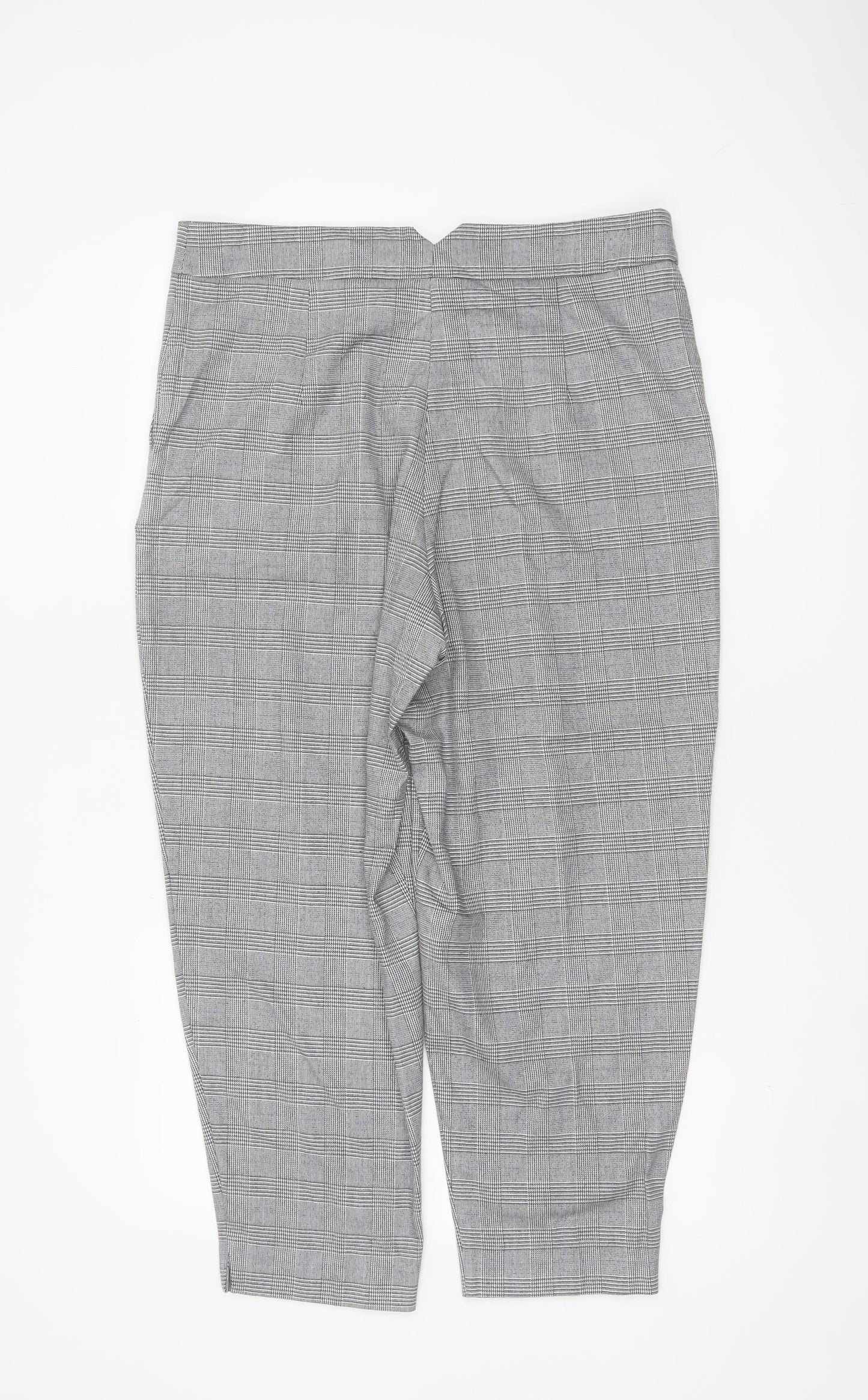 M&S Women Grey Check Tapered Tailored Trousers UK 16 Regular