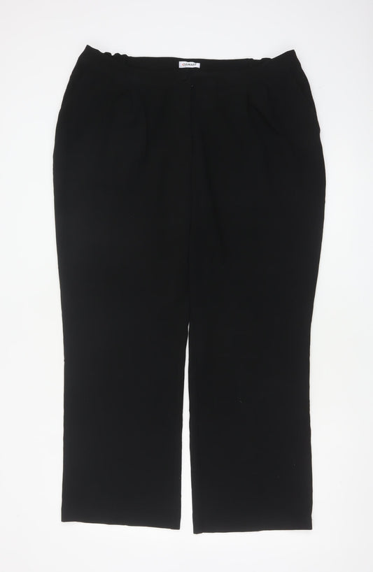 Damart Women Black UK 20 Straight Leg Stretch Trousers Smart Work