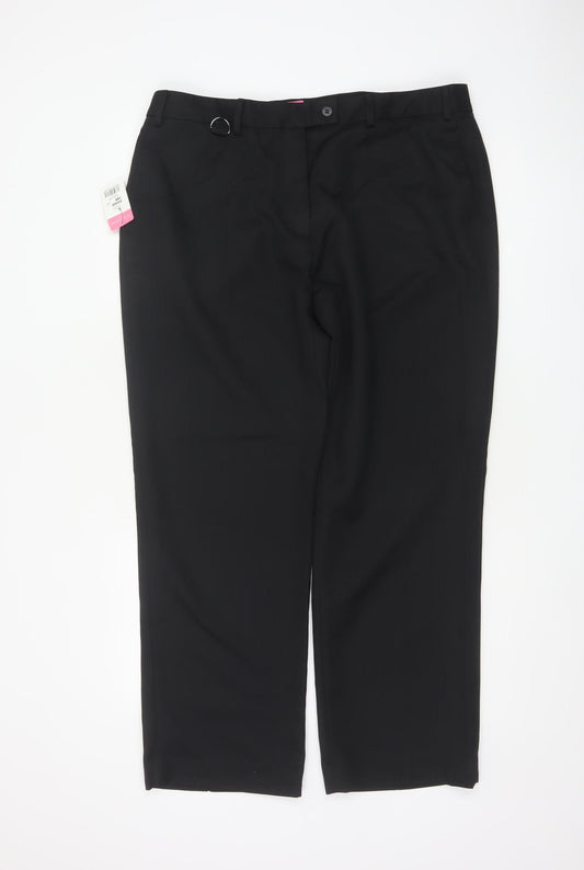 Brook Taverner Women Black Size 18 Straight Leg Tailored Dress Trousers