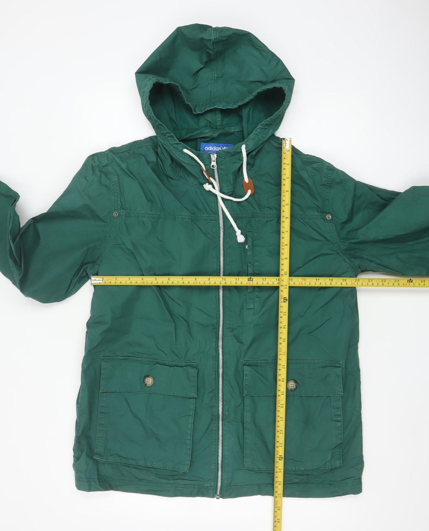 adidas Mens Green M Hooded Full Zip Cotton Utility Jacket