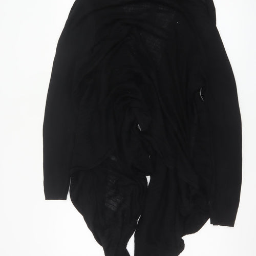 Monsoon Women Black L Open Waterfall Merino Wool Blend Cardigan
