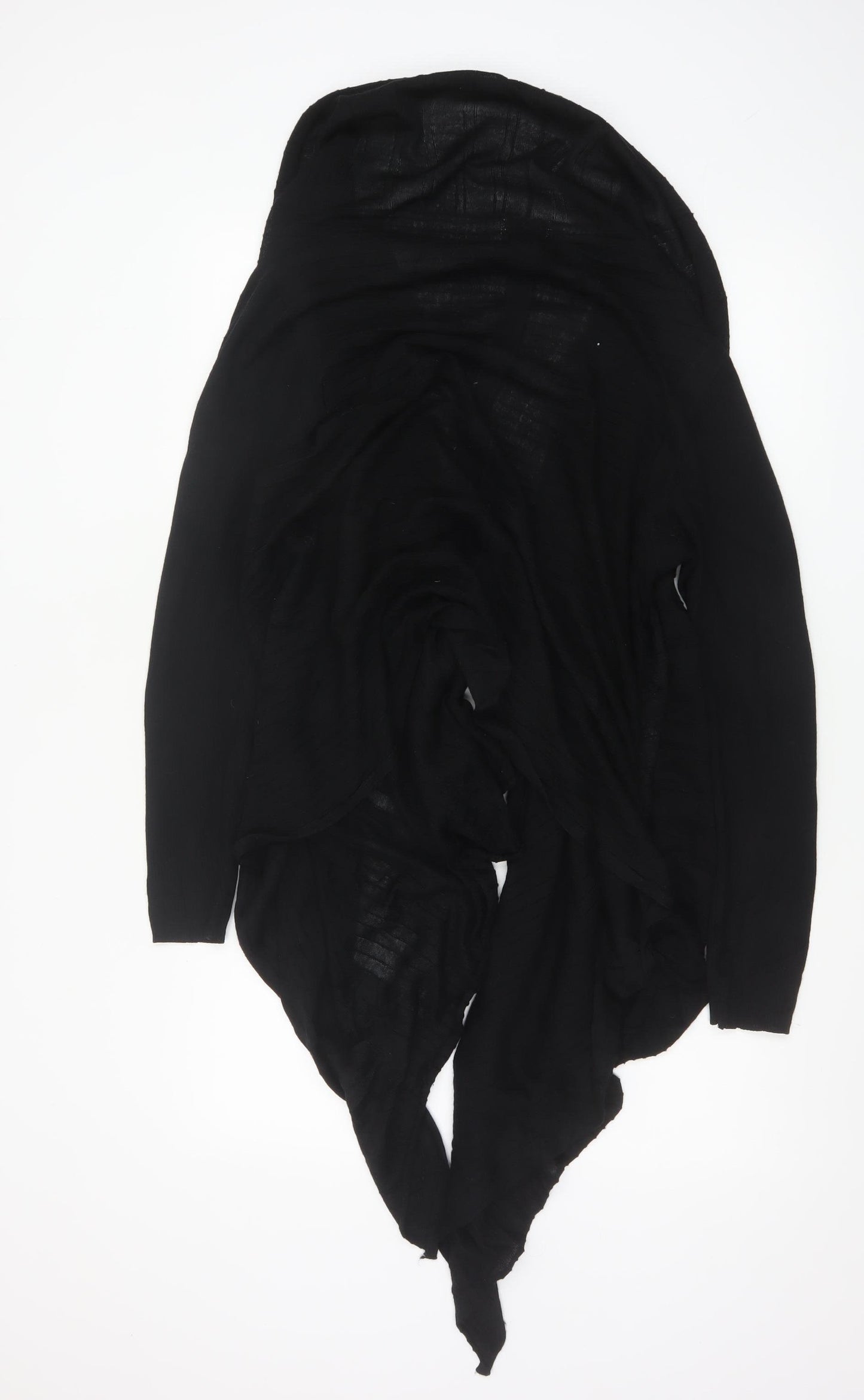 Monsoon Women Black L Open Waterfall Merino Wool Blend Cardigan